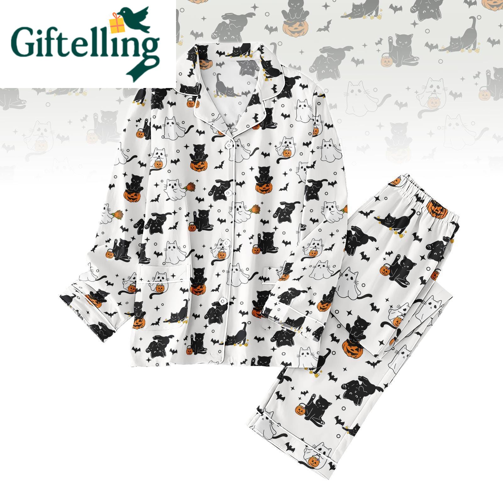 Black Cat Halloween Pajamas Set 1 Black Cat Halloween Pajamas Set has available in sizes XS through 5XL