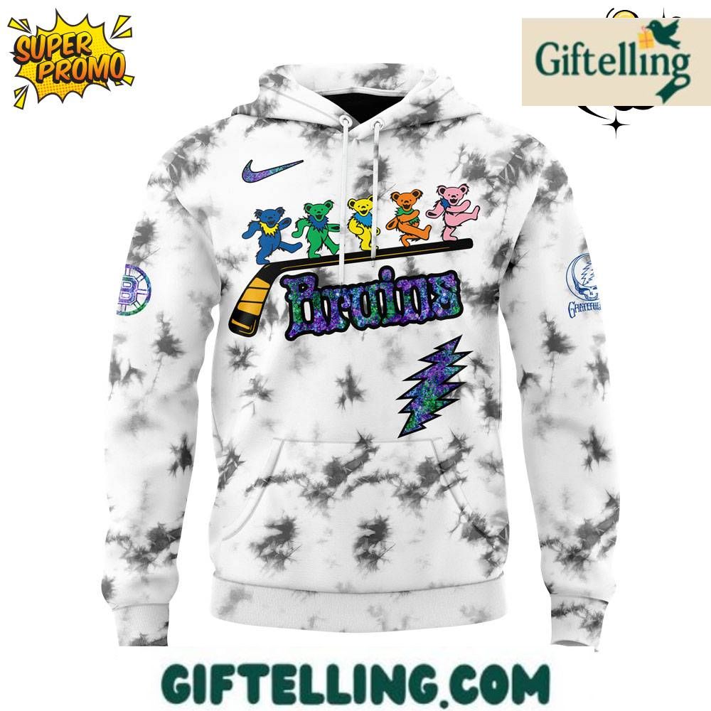 Experience the ultimate cultural crossover with the Boston Bruins x Grateful Dead Night Hoodie 2025 Special Edition