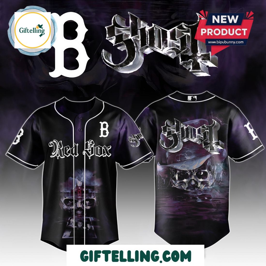 Experience baseball history through a supernatural lens with the Boston Red Sox MLB GHOST Skeletour World Tour 2025 Baseball Jersey