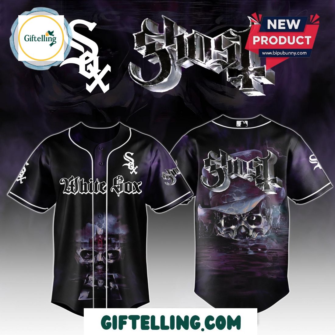 Embrace the dark side of the South Side with the Chicago White Sox MLB GHOST Skeletour World Tour 2025 Baseball Jersey