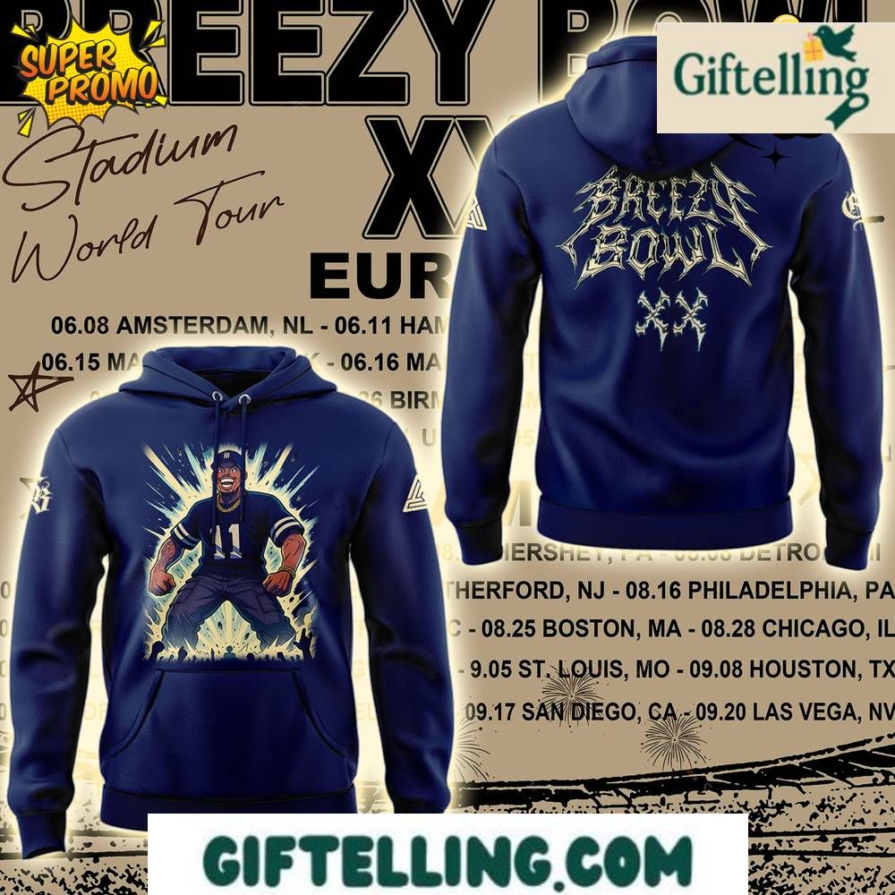 Chris Brown Breezy Bowl XX 2025 Blue Hoodie