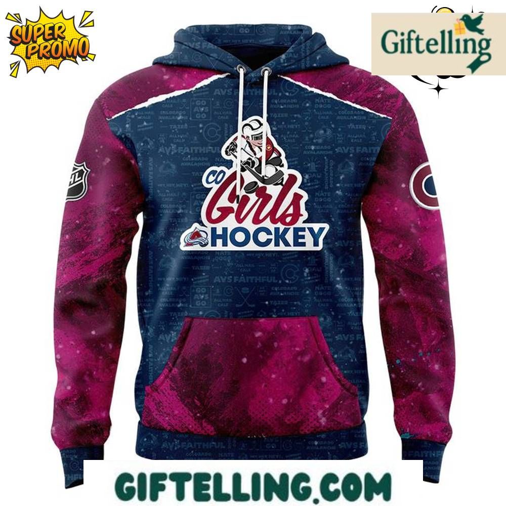 Champion hockey inclusion with the Colorado Avalanche Girls Hockey Night Hoodie Limited Edition