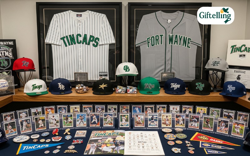 Fort Wayne TinCaps official team store displaying new 2025 limited edition jerseys and complementary merchandise collection