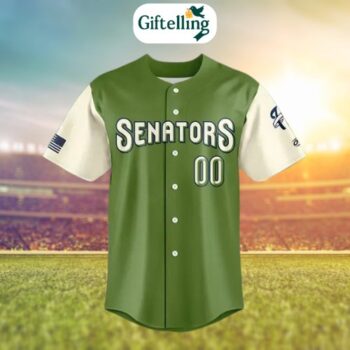 The 2025 Harrisburg Senators Military Jersey fuses classic baseball aesthetics with a bold, military-inspired tribute