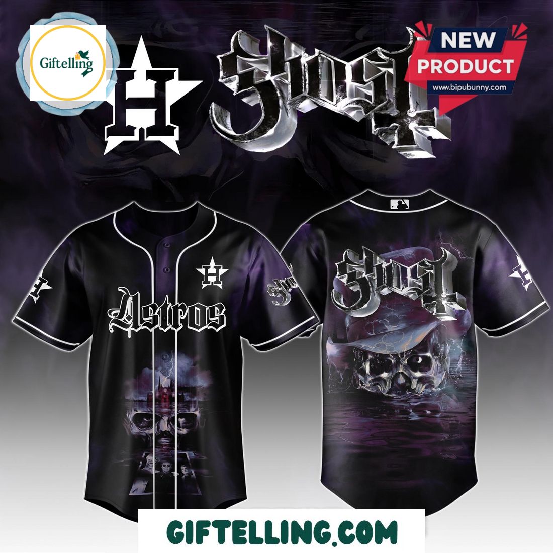 Houston Astros MLB GHOST Skeletour World Tour 2025 Baseball Jersey