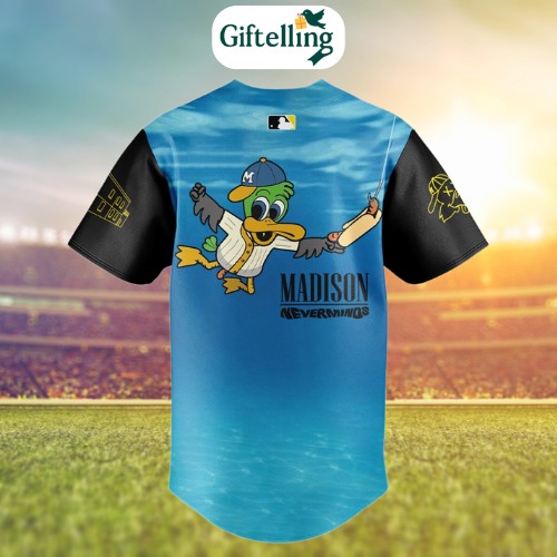 The Madison Mallards’ Madison Neverminds jersey brings a fresh twist to baseball apparel with a witty design
