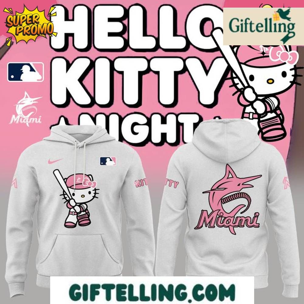 Miami Marlins Hello Kitty Night Grey Hoodie Limited Edition