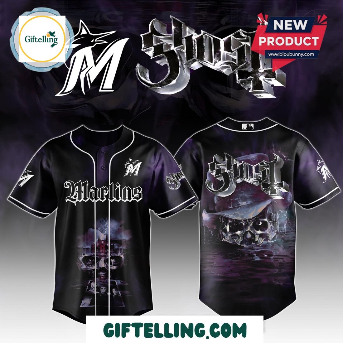Miami Marlins MLB GHOST Skeletour World Tour 2025 Baseball Jersey