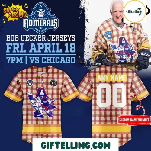 Milwaukee admirals bob uecker jersey 2025 limited edition – rare fan treasure