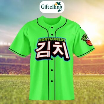 Montgomery biscuits kimchi baseball jersey blends team pride with bold cultural flair
