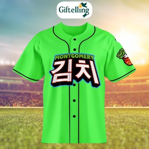 Montgomery biscuits kimchi baseball jersey blends team pride with bold cultural flair