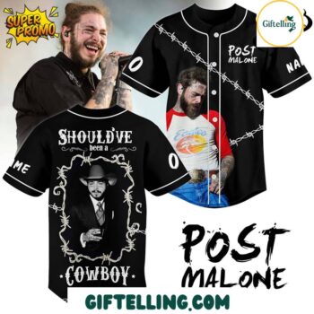 he “Should’ve Been a Cowboy” Post Malone baseball jersey blends stage presence with a country heart,