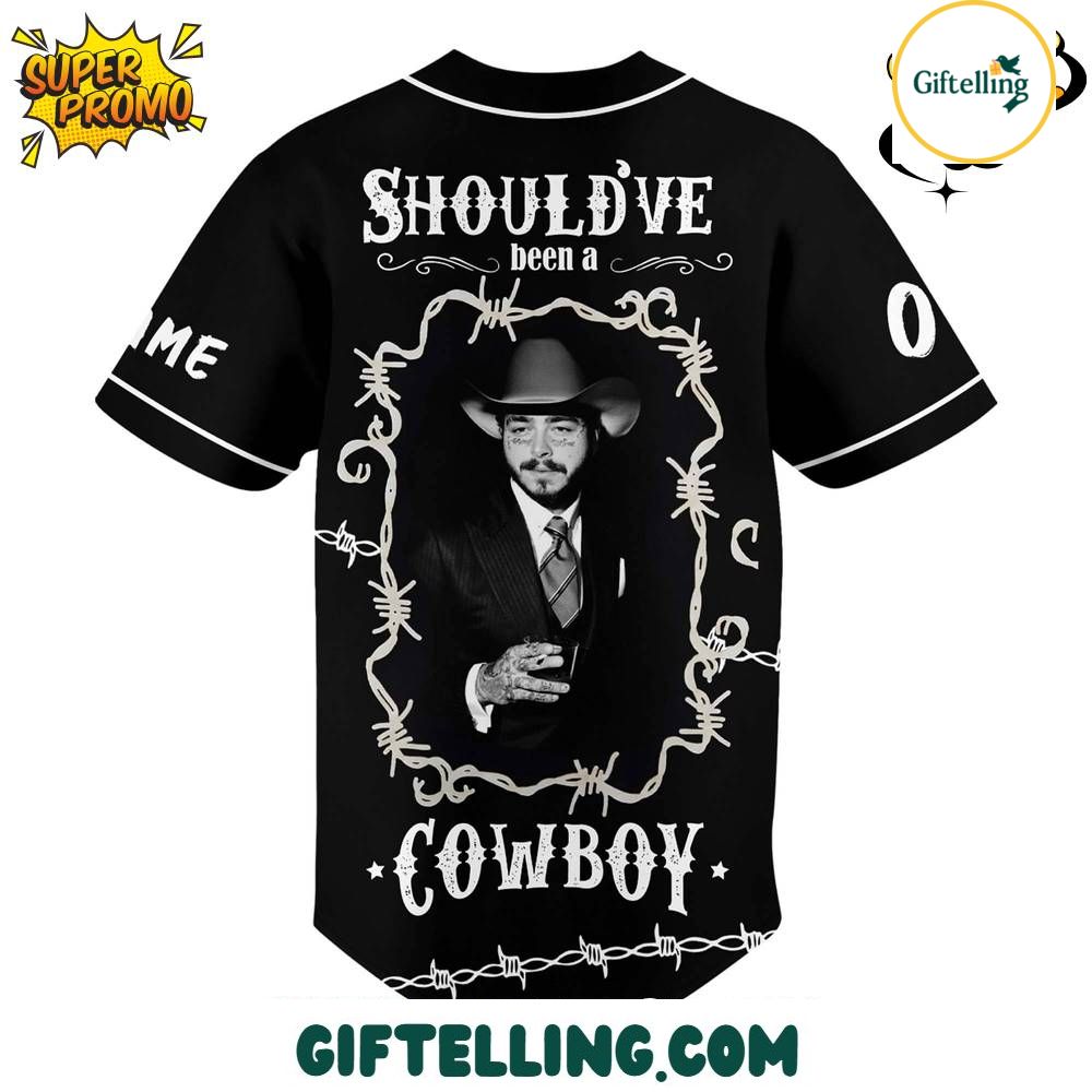 The Post Malone “Should’ve Been a Cowboy” baseball jersey isn’t just apparel