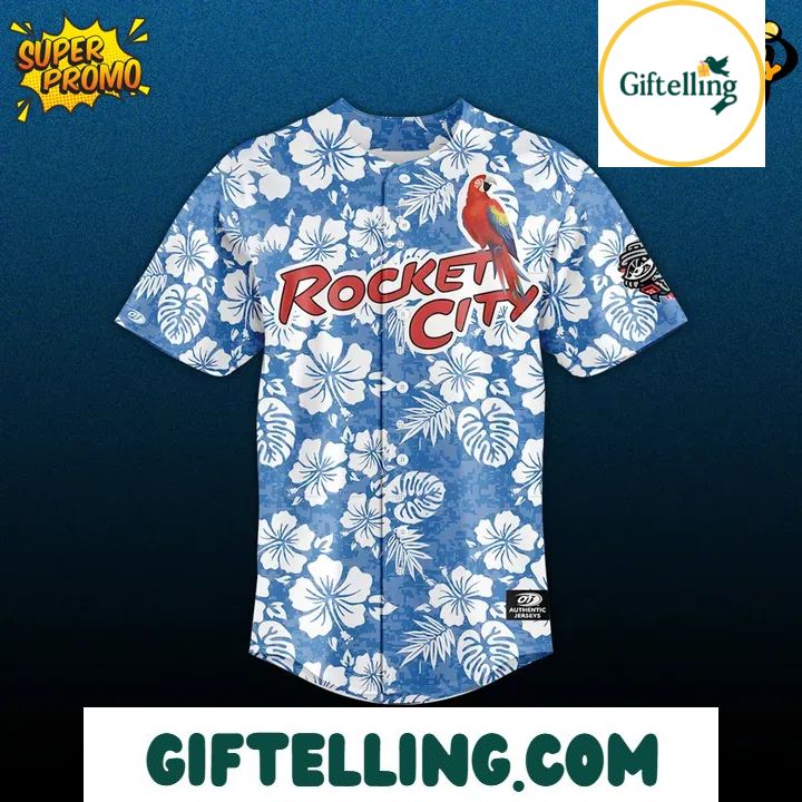 The Rocket City Trash Pandas 2025 Margaritaville Night Jersey transports you to a world where diamond dreams meet beachside relaxation