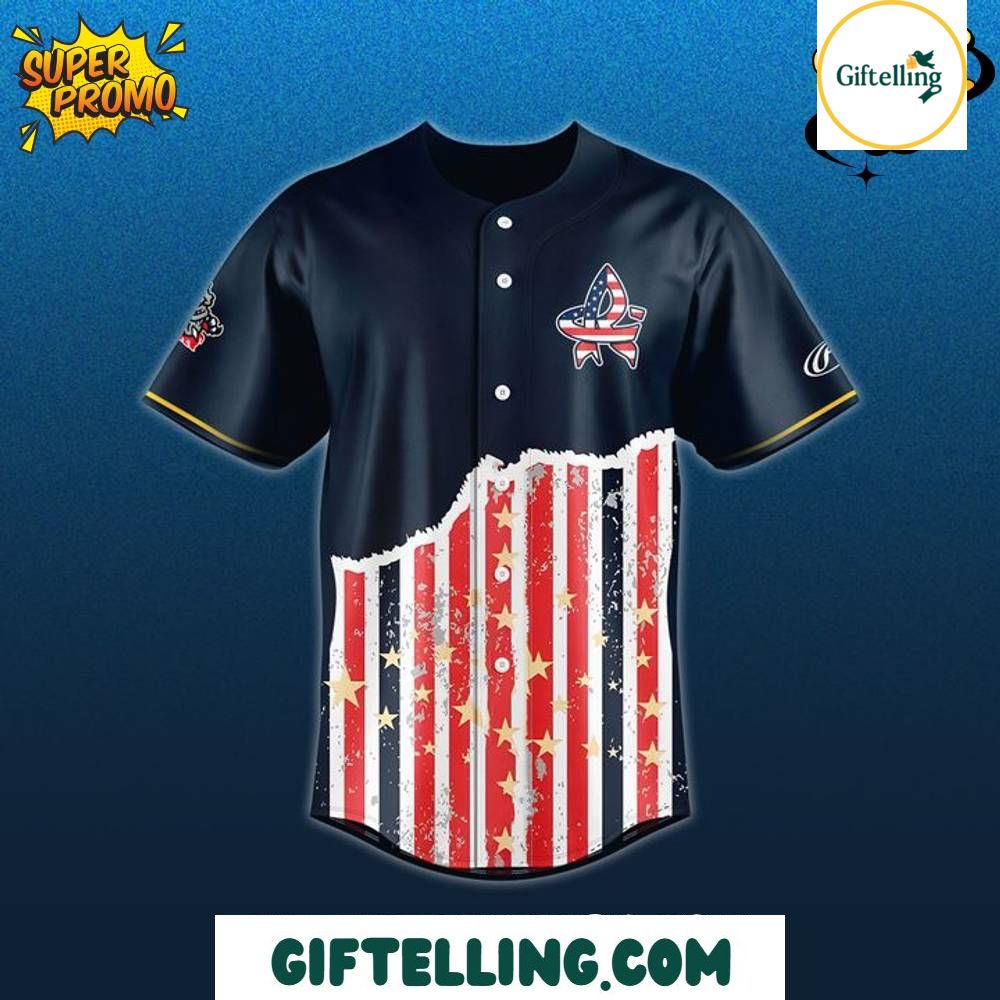 Red, white, and blue never looked better than on the Rocket City Trash Pandas Patriotic Night Jersey