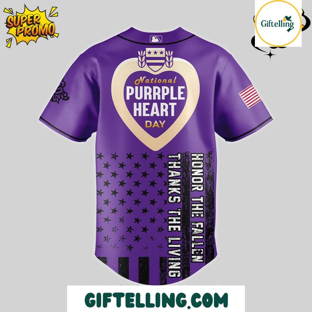 Rocket City Trash Pandas x Purple Heart Day Baseball Jersey