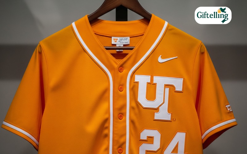 Tennessee Volunteers baseball jersey displayed with orange and white team colors and official UT logo