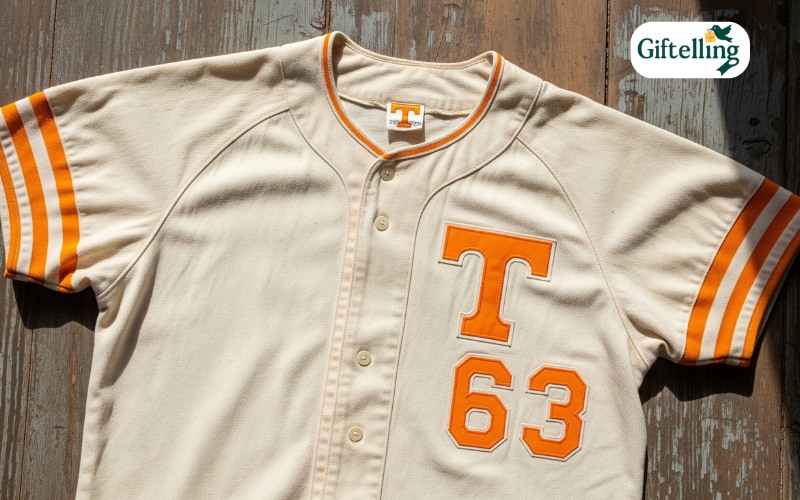 Vintage Tennessee baseball jersey from 1960s showing classic T logo and traditional orange color scheme