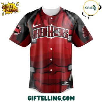 Assemble at the ballpark with the Toledo Mud Hens Marvel Super Hero Night Baseball Jersey