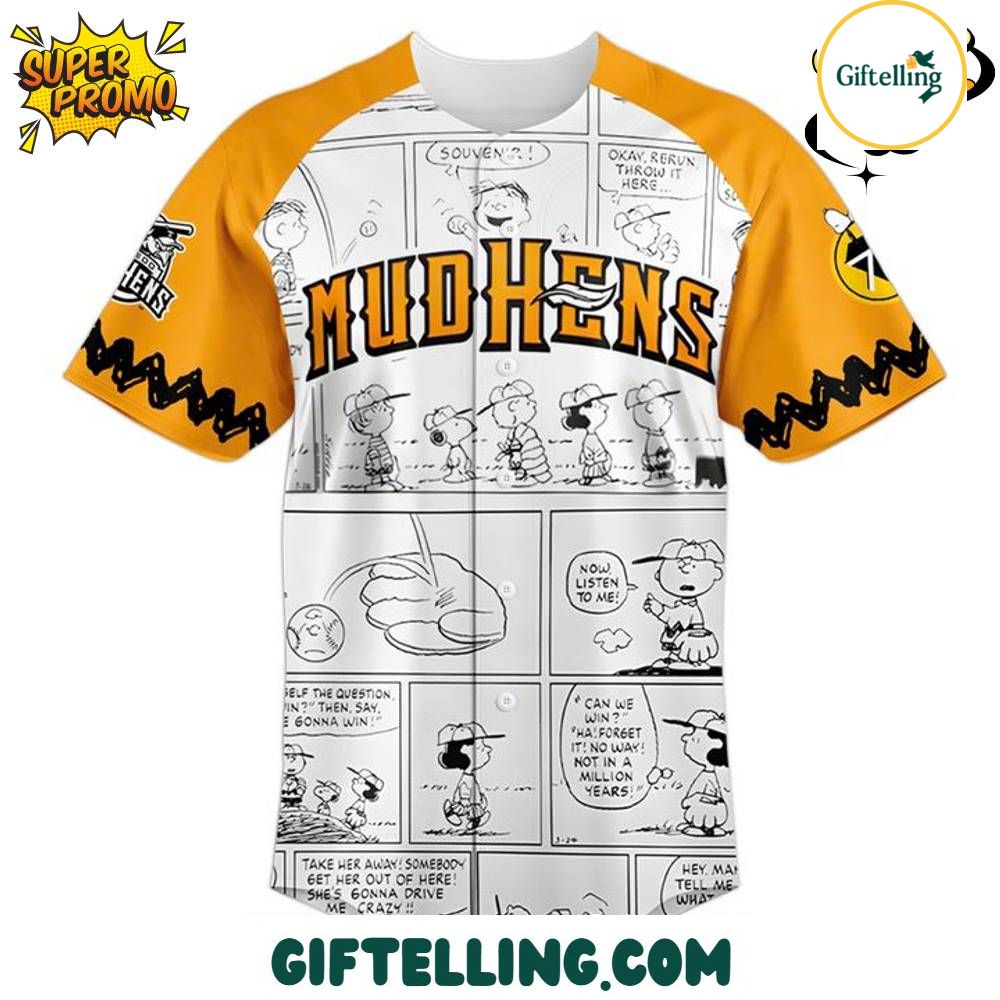 This Toledo Mud Hens Peanuts jersey serves multiple purposes for comic strip and sports enthusiasts