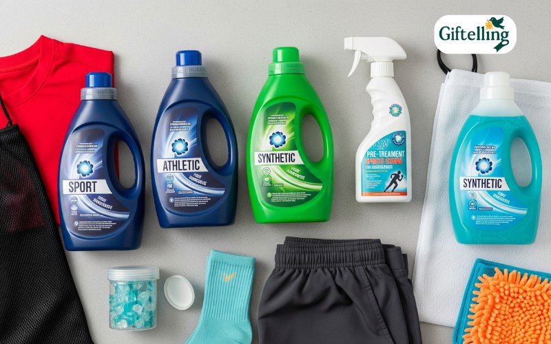 Selection of appropriate detergents and care products specifically designed for washing athletic jerseys and synthetic fabrics