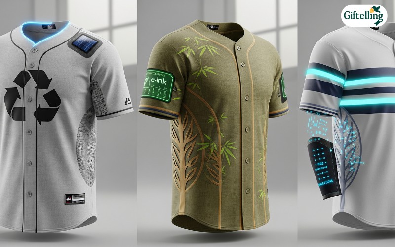 Future baseball jersey concepts showing sustainable materials, advanced fabrics, and innovative design features
