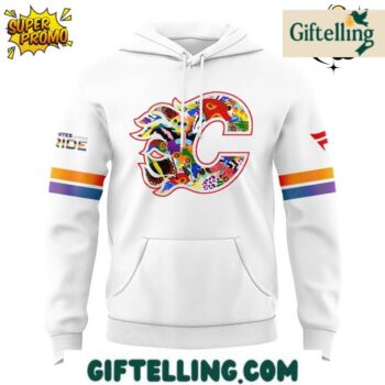 Calgary Flames Pride Night CF Limited Edition White Hoodie