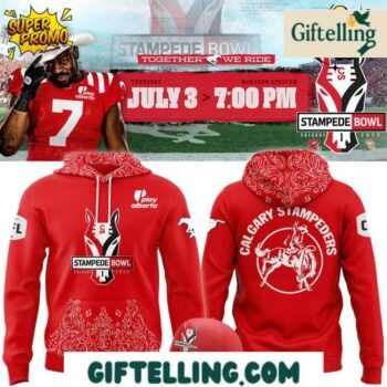 The Calgary Stampeders 2025 The Greatest Outdoor Show on Earth Hoodie celebrates the iconic Calgary Stampede and western heritage