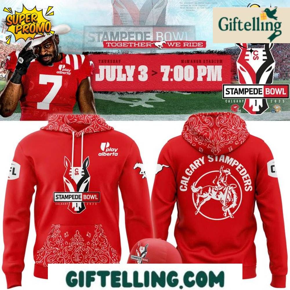 The Calgary Stampeders 2025 The Greatest Outdoor Show on Earth Hoodie celebrates the iconic Calgary Stampede and western heritage