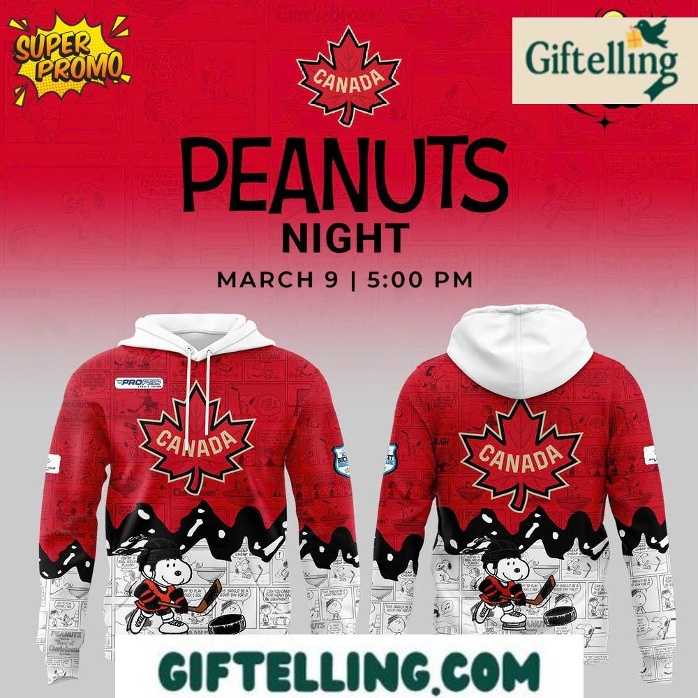 Canada Hockey 75th Anniversary of Peanuts Hoodie creates a unique fusion of Canadian hockey heritage and beloved comic strip nostalgia