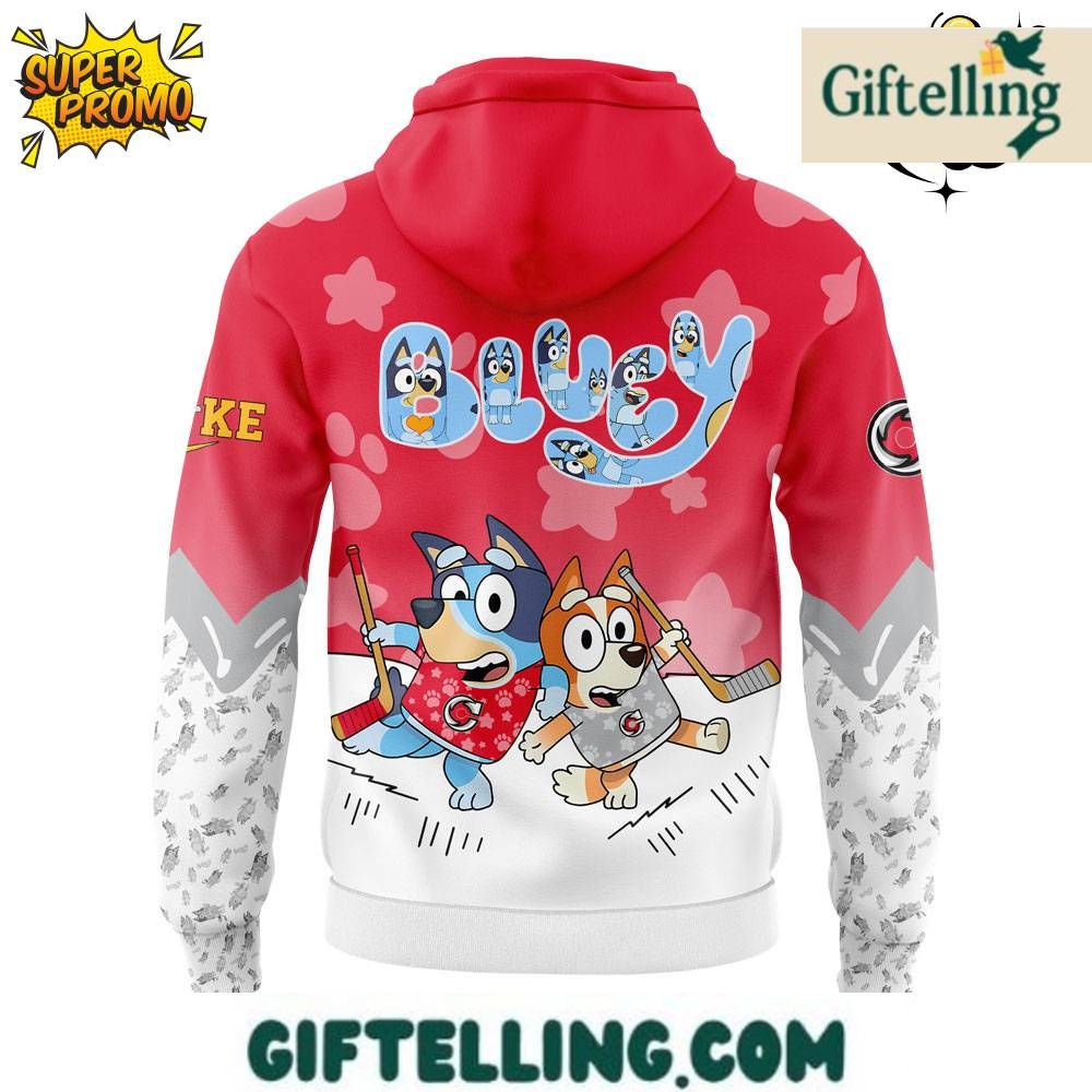 The Bluey and Bingo crossover design of this Cincinnati Cyclones 2025 Limited Edition Hoodie incorporates beloved characters with Cyclones team identity