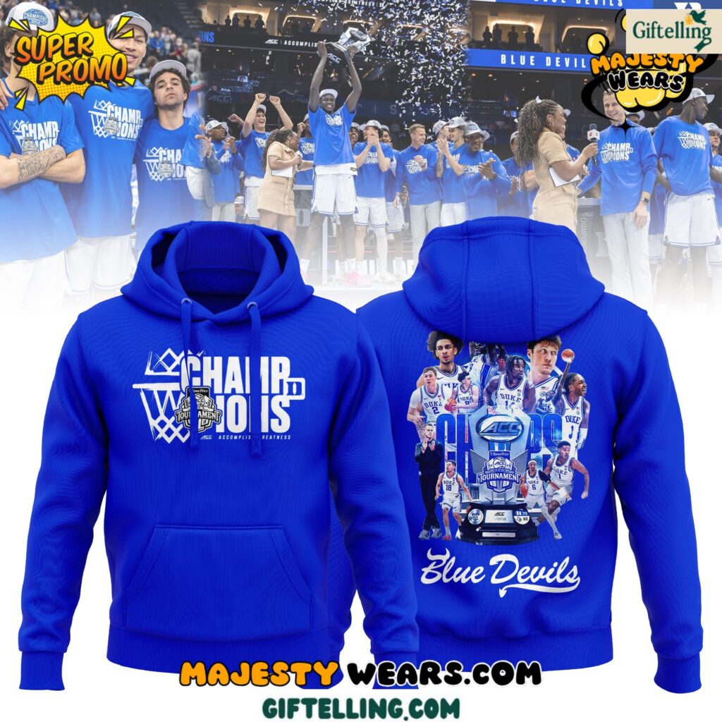 Duke Blue Devils 2025 ACC Men's Basketball Conference Tournament Champions Hoodie commemorates tournament excellence and conference dominance