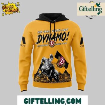The 2025 limited edition design of the Dynamo Dresden 2025 Limited Edition Hoodie celebrates club heritage with graphics that honor both historic achievements and future aspirations
