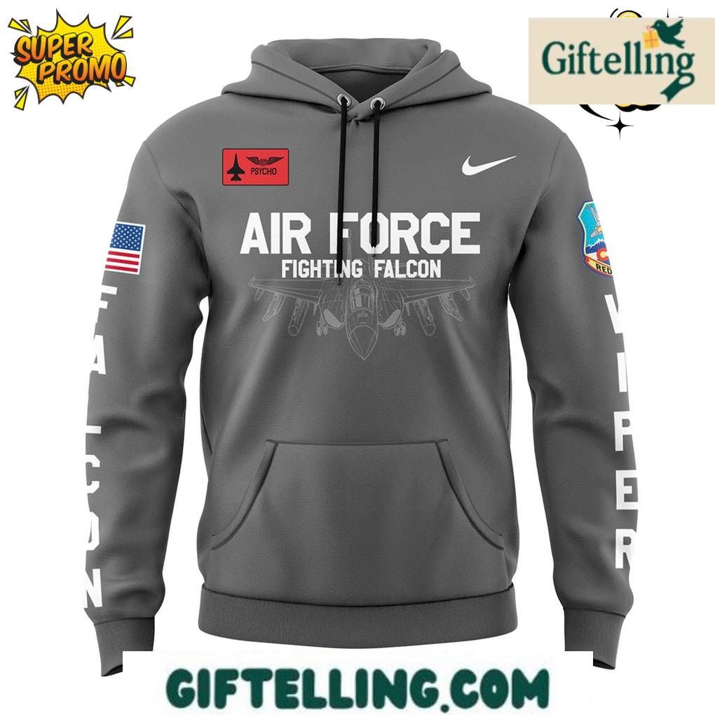 The F-16 Fighting Falcon Air Power Legacy Special Grey Hoodie elevates military aviation appreciation through exclusive grey styling
