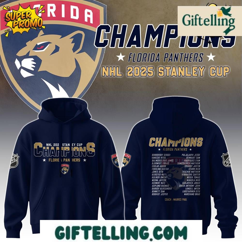 The Florida Panthers Champion NHL Stanley Cup 2025 Hoodie immortalizes hockey's ultimate achievement