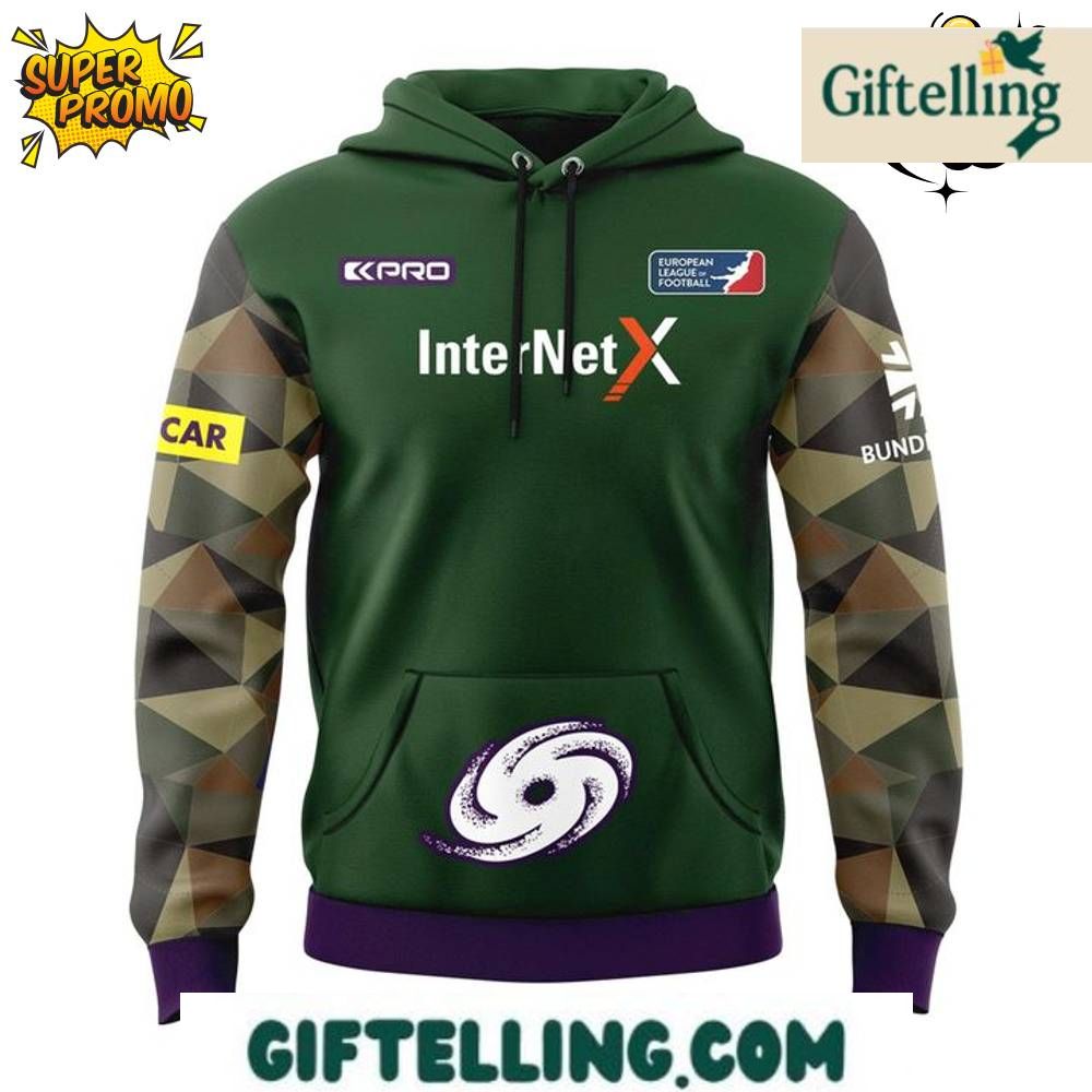 The Frankfurt Galaxy Bundeswehr Special Camo 2025 Hoodie creates a powerful tribute that honors both German football tradition and military service
