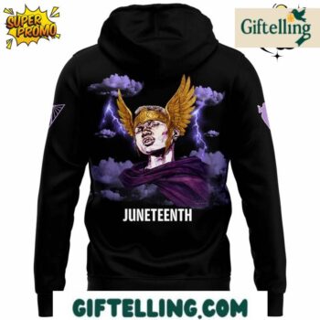 The special edition graphics of this Golden State Valkyries Juneteenth Hoodie incorporate freedom celebration themes with Valkyries team identity