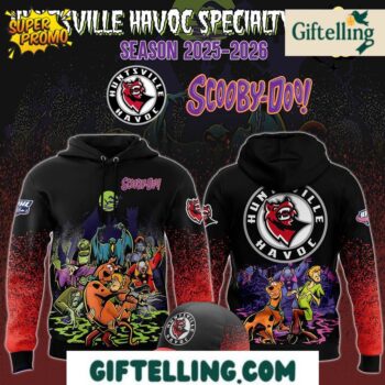 Huntsville Havoc ScooBy-Doo Night 2025 Special Hoodie creates an entertaining fusion of professional hockey excitement and beloved cartoon mystery