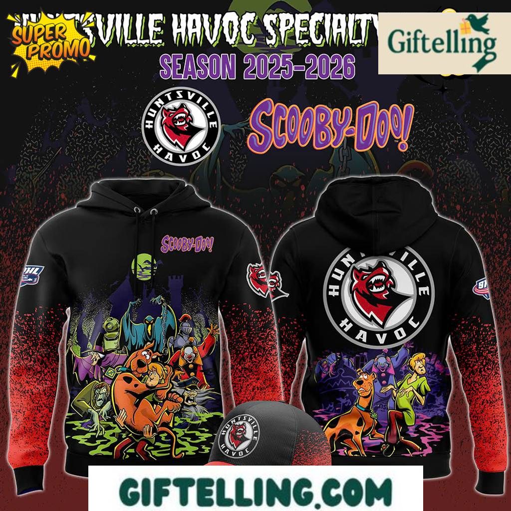 Huntsville Havoc ScooBy-Doo Night 2025 Special Hoodie creates an entertaining fusion of professional hockey excitement and beloved cartoon mystery