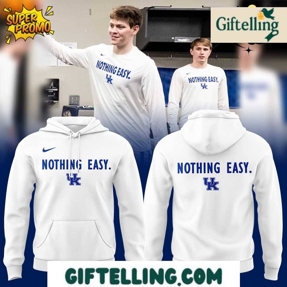 Kentucky Men's Basketball Nothing Easy Special Edition White Hoodie embodies the relentless spirit and championship mentality