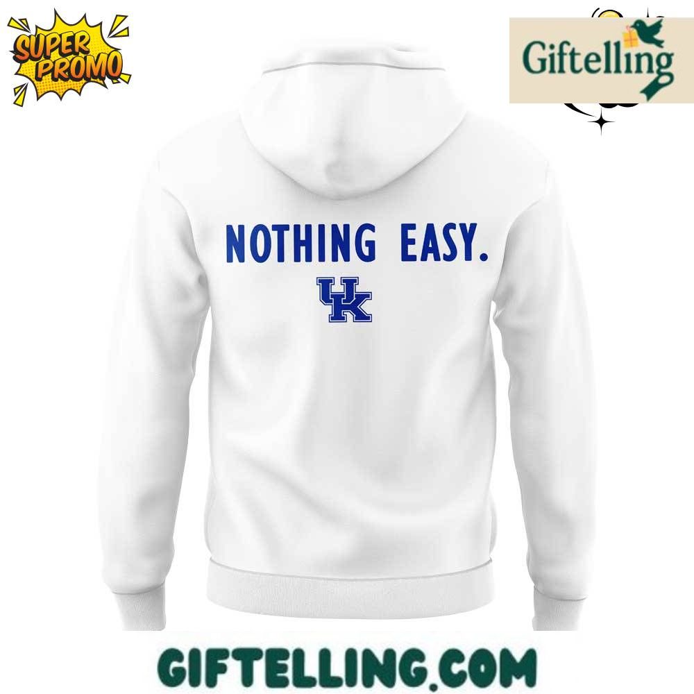 The powerful "Nothing Easy" message of this Kentucky Men's Basketball Nothing Easy Special Edition White Hoodie creates motivational focus
