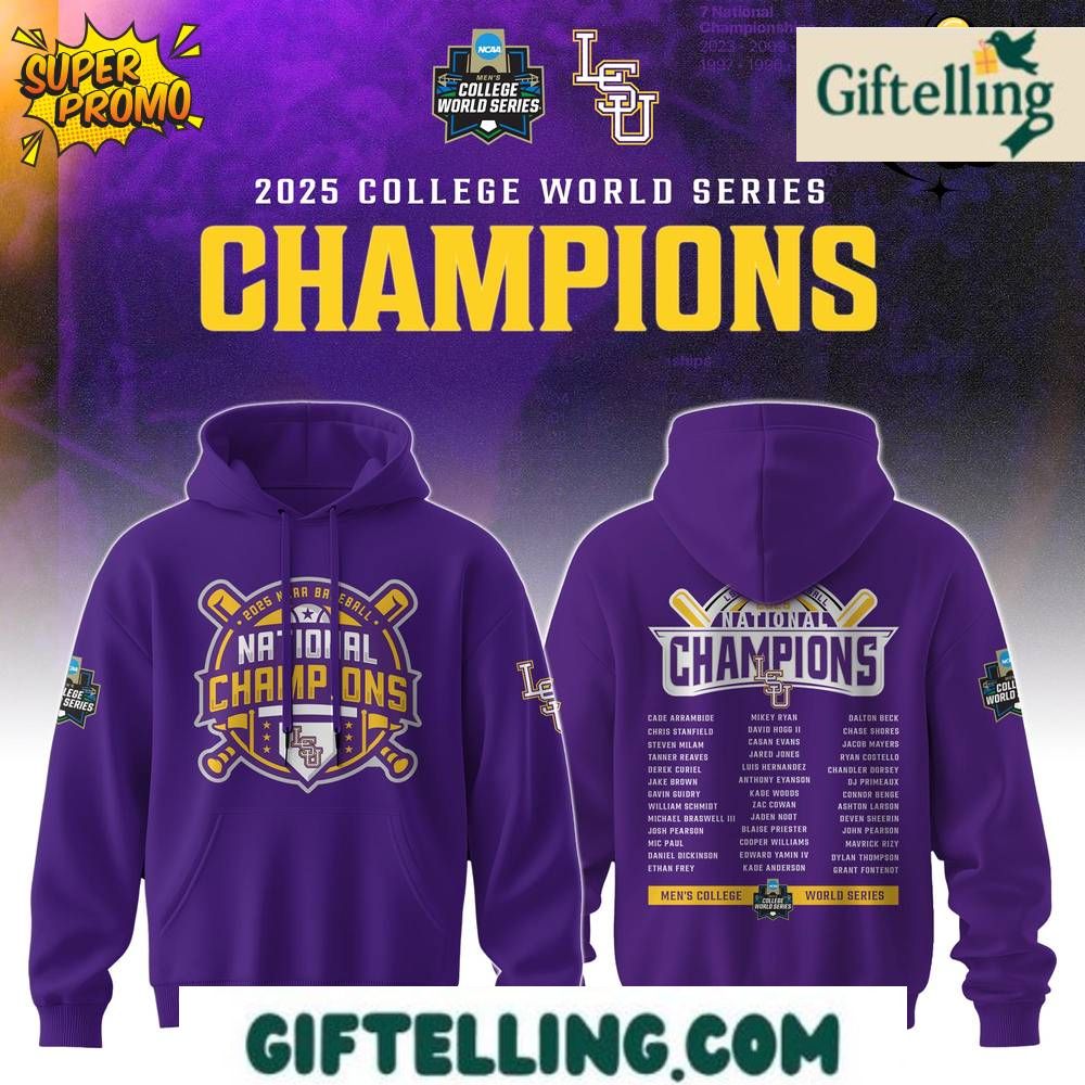 The LSU Tiger 2025 NCAA Baseball National Champions Special Hoodie immortalizes college baseball's ultimate achievement