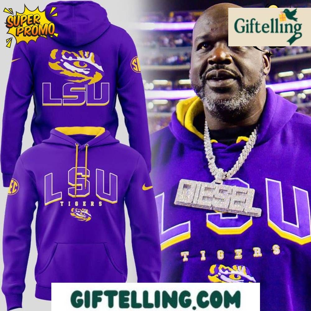 Shaquille O'Neal tribute design of this LSU Tigers Special Edition Hoodie incorporates legendary imagery with Tigers team elements