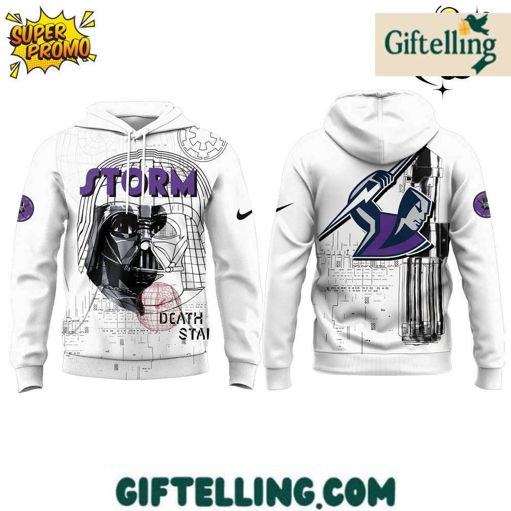 Melbourne Storm Star Wars Death Limited Edition Hoodie creates an epic fusion of NRL rugby excellence and Star Wars galactic mythology