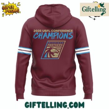 The Michigan Panthers USFL Conference Champs 2025 Hoodie commemorates championship achievement and conference dominance