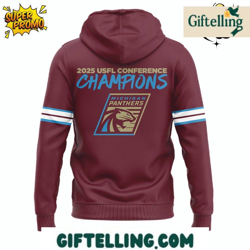The Michigan Panthers USFL Conference Champs 2025 Hoodie commemorates championship achievement and conference dominance
