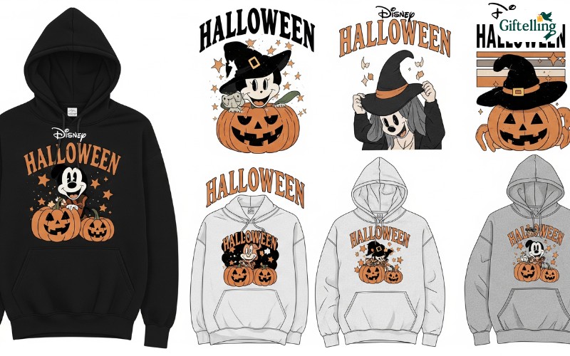 2025 trending Disney Halloween hoodie designs showcasing vintage aesthetics, minimalist styles, and sustainable fashion options