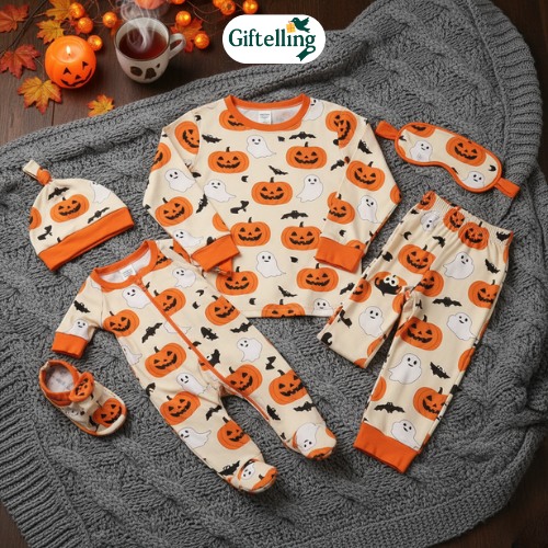 15 Halloween Pajama Ideas for Spooky Comfort 5 Complete family matching Halloween pajama set with coordinating designs for parents children and baby