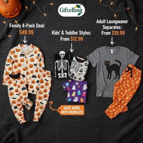 15 Halloween Pajama Ideas for Spooky Comfort 9 Affordable Halloween pajamas showing various budget-friendly options and family pack deals