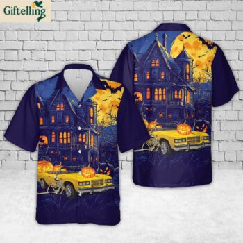 1975 Pontiac Grand Ville Brougham Convertible Halloween Hawaiian Shirt 1